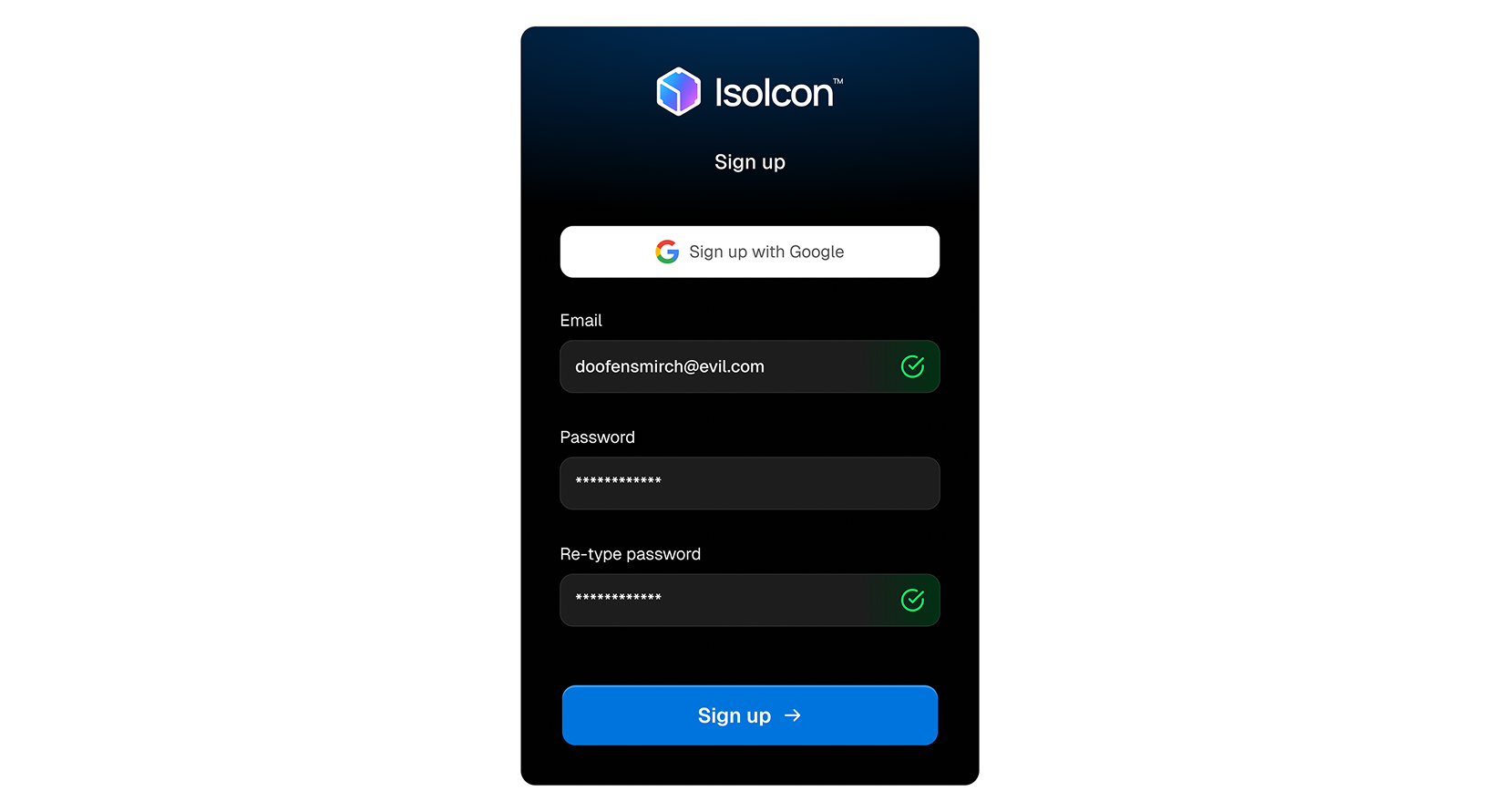 Sign up form